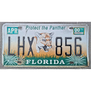 Vintage Florida License Plate Protect the Panther Expired in 2000